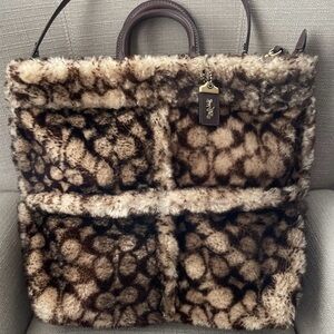 Coach Shearling satchel- tote with monogram